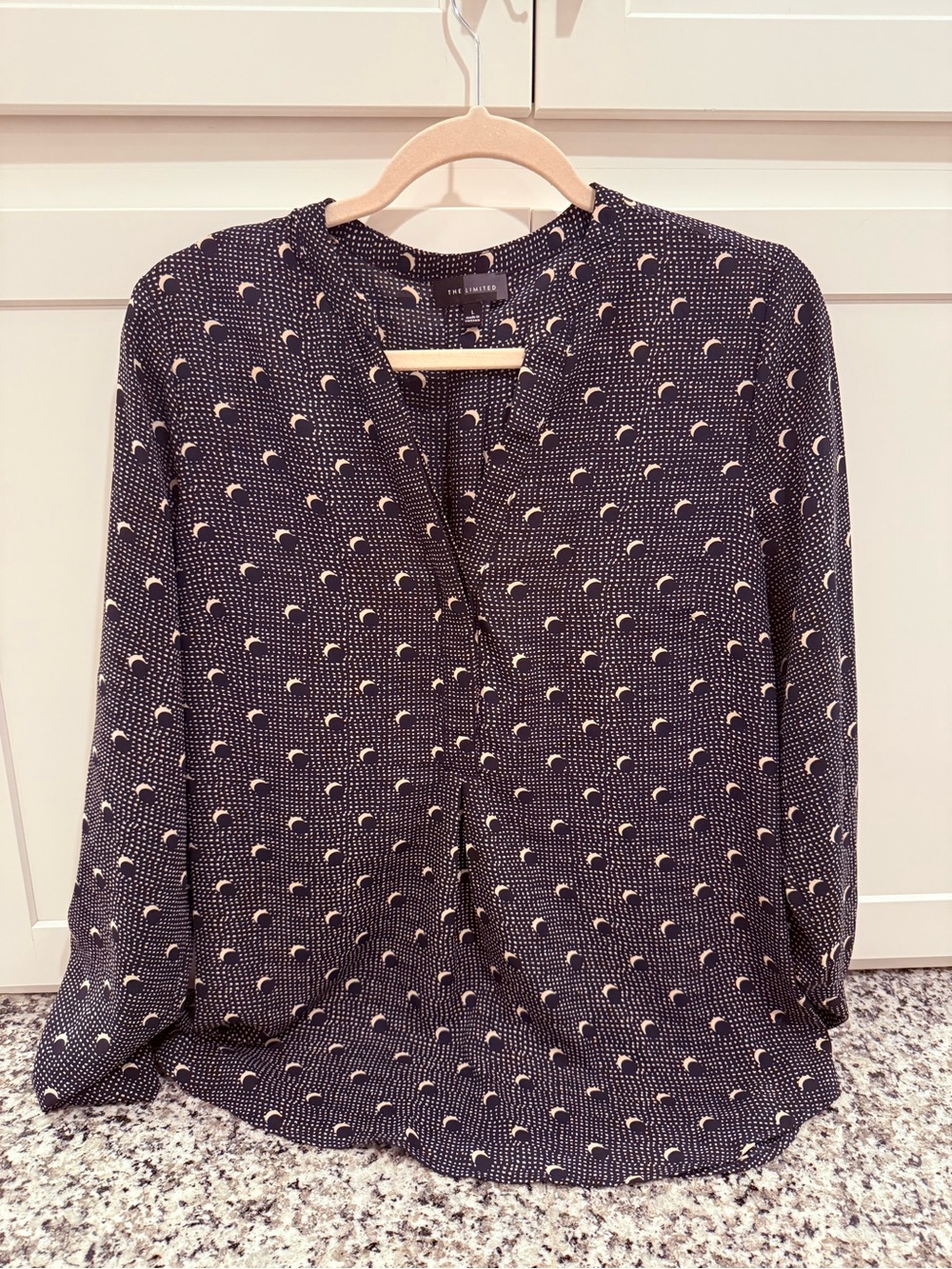 The Limited Black Blouse with Cream Crescent Print